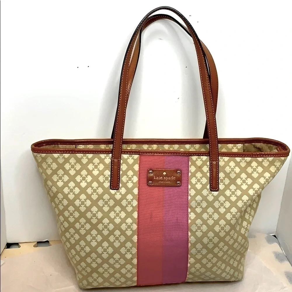 Kate Spade Flower Jacquard Everything Stripe Tote